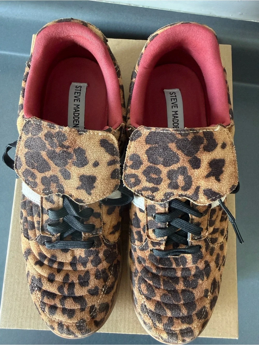 STEVE MADDEN MADRID Low top Sneakers NIB 8.5 Women’s Shoes Leopard Retro